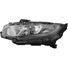 Left Driver Side Halogen Headlight Assembly - Compatible with 2016-2020 Honda Civic Hatchback/Coupe/Sedan