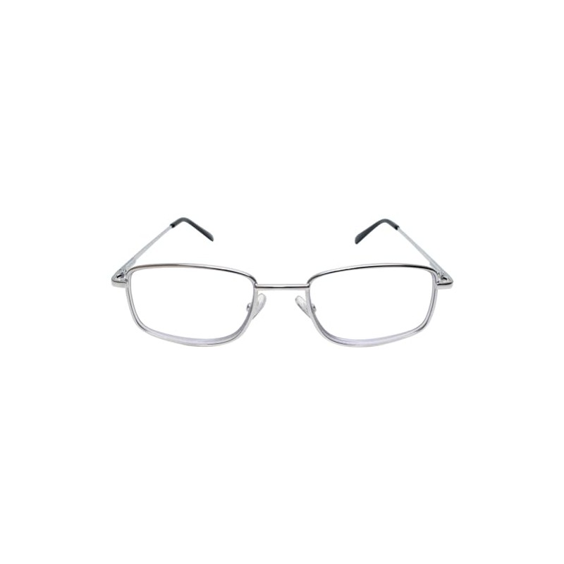 Calabria R754 Rectangular Metal Reading Glasses +2.00 Shiny Silver Men