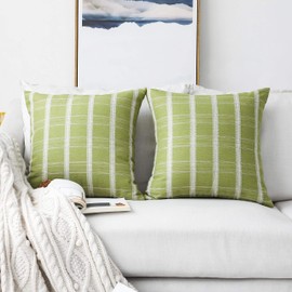 Home Brilliant 2 Packs Euro Sham Spring Decor Pillow Cover Decorative Green Cushion Covers for Sofa Bed Room, 24 x 24 inches(60x60cm), Lime Grass