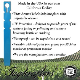 TAGKRAFTERS 7" x 1" Mint - 1,000 Pcs - Plastic Plant Tags and Labels - Wrap Around Thermal Plastic - Nursery Garden Tree Labels | Made in The USA |