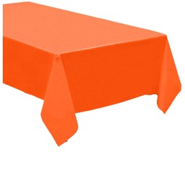 QQOUTLET 3 Pack Plastic Tablecloth Rectangle 54" X 108" Premium Disposable Table Cover for Party Birthday Wedding (Orange)