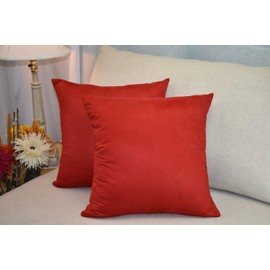 MoonRest Pack of 2- Faux Suede Decorative Throw Pillow Cover/Shams Pillowcase Cushion Cover (20"x20", Crismon)