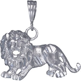 eJewelryPlus Sterling Silver Lion Charm Pendant Necklace Diamond Cut Finish with Chain (Without Chain)