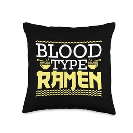Blood Type Ramen Funny Japanese Ramen Noodles Throw Pillow