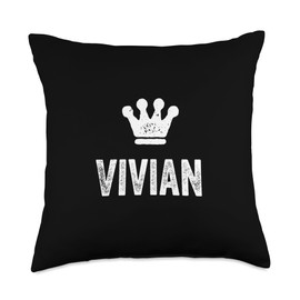 Vivian the Queen / Crown & Name Design - Women Called Vivian Throw Pillow