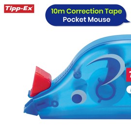 DLM Direct Tipp-Ex Pocket Mouse Correction Tape 10m Tear-Resistant Plastic Tape Easy Application No Pressing Needed Instant Dry Protective Cap Clean Corrections for Office and School Multipack (2)