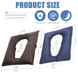 Mamba Travel Bedside Commode Cushion - Washable 16.5" X 16.5" Thick Pad PU Cover with Fixing Straps for Commode Chair,Portable Toilet Seat Cushion for Seniors Raz Shower Chair Seat,Brown