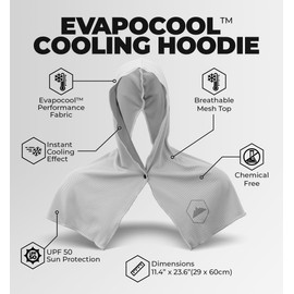 Tough Outdoors Cooling Hoodie Towel for Adults - Stay Cool Moisture Activated Cooling Hood - Outdoor Use Head Wrap - Neck Cooling Towel - Hot Weather Sun Hoodie Towel for Men Women