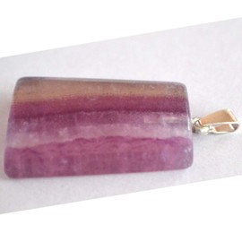 Fluorite Gemstone Pendant with 925 Silver Eyelet Rainbow Fluorite Stone Jewellery Pendant for Men and Women with Fantastic Grain Healing Stone N5