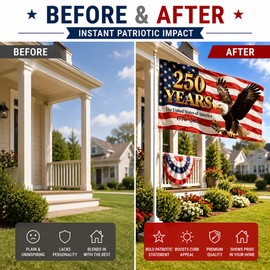American Flag Eagle Banner for Decoration – Foldable Polyester Flag for Patriotic Home Display