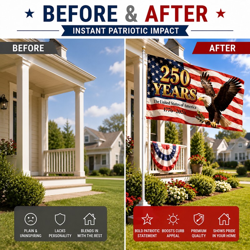 American Flag Eagle Banner for Decoration – Foldable Polyester Flag