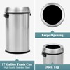 WELYFE 17 Gallon Open Top Trash Can, Round Stainless Steel