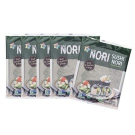 KIMNORI Sushi Nori Seaweed Sheets – 50 Full Size USDA Organic Yaki Roasted Rolls Wraps Snack 100% Natural Laver Gluten Free No MSG Non GMO Vegan Kosher 25 Gram 0.88 Ounce (10 Sheet X 5 Pack)