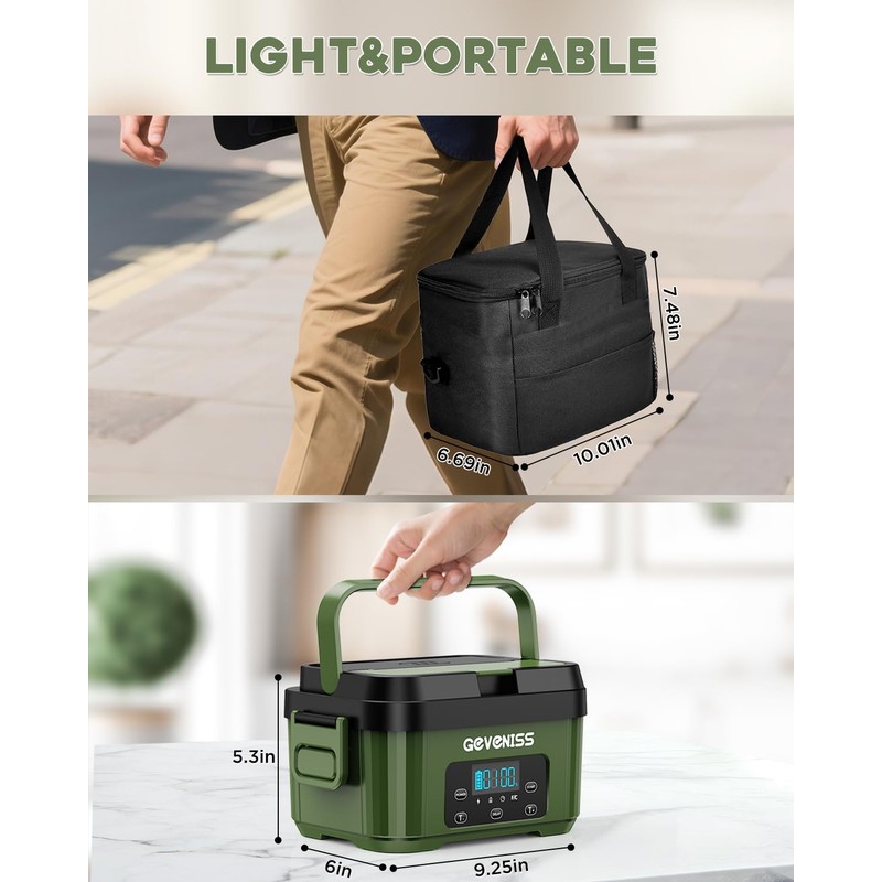 Geveniss Cordless Electric Lunch Box for Adults – Battery-Powered Heated