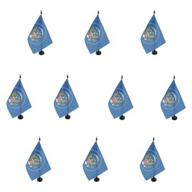 AZ FLAG - Set of 10 USA President Table Flag 5'' x 8'' - 10 Small American Office Flags 100% Polyester 21 x 14 cm - Mini Desk Flag with 10'' Pole and Black Plastic Base
