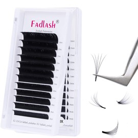 Self-Fanning Volume Eyelashes, Easy Fan Lashes for Eyelash Extensions, 12 Rows Volume Technique Eyelash Extensions, Silk Eyelash Extension (0.07 mm-CC-Mix-8–14)