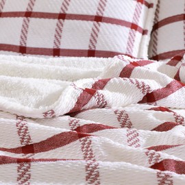 Brielle Home Aldin Plaid Plush Reversible Sherpa Blanket and Sham Set | Bedding Set | Red, Full/Queen