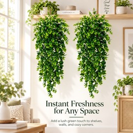 Artificial Hanging Eucalyptus Vine for Home & Events – UV-Resistant Faux Greenery for Indoor or Outdoor Decor