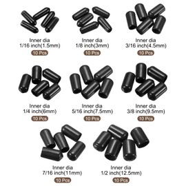 sourcing map 80pcs Round End Protective 1.5/3/4.5/6/7.5/9.5/11/12.5mm Black