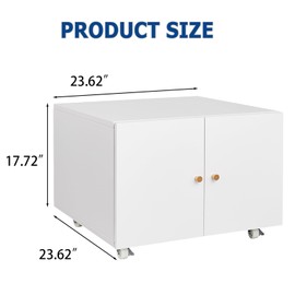 Metal Printer Stand with File Storage Cabinet, Printer Cabinet File Cabinet On Wheels with Door and Adjustable Shelf, Printer Table Stand for Home Office 17.72" H White