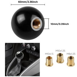 Billiard Shift Knob 8 Number Ball Type MT Car Universal Diameter 54mm M10x1.25 M10x1.5 M8x1.25 with Adapter