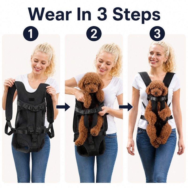 Dog Carrier Backpack for Small Pets - Hands Free Front