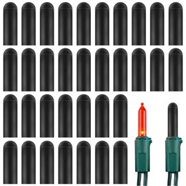 PEUTIER 200pcs No Glow Caps for String Lights, 5 x 20 mm String Light Caps Reusable Christmas Lights Blackout Caps LED Glow Plug Cap Black String Light Bulb Caps for Christmas Lights