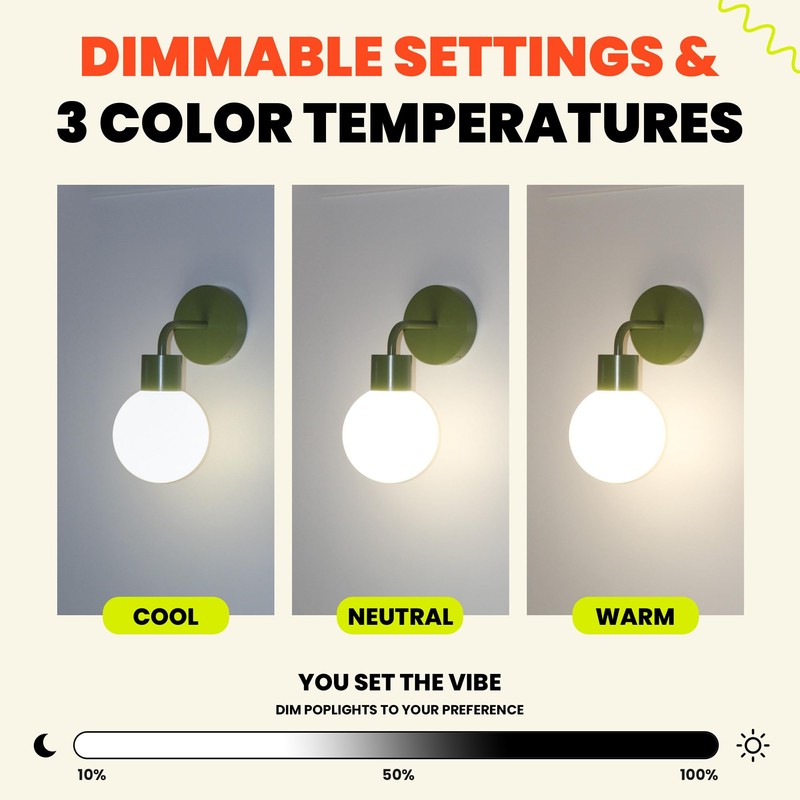 Poplight Wireless Wall Sconce (Shark Tank) Rechargeable & Dimmable LED