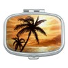 Sunset on Tropical Beach with Palm Trees Hawaii Orange Rectangle