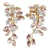 Bridal Side Hair Clips 2pcs Pink Rhinestone Gold Vine Hair