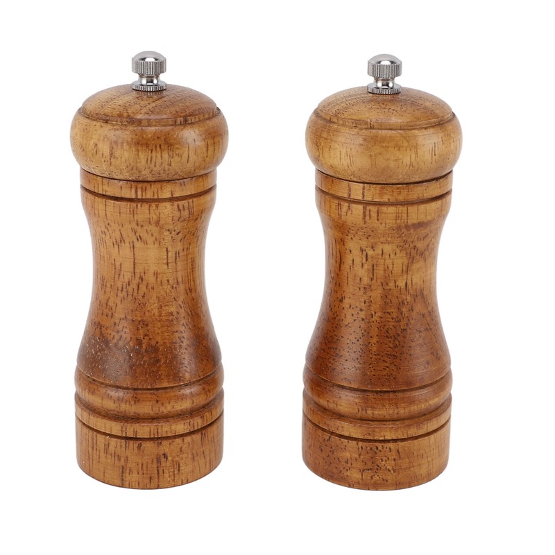 2PCS Wood Pepper Grinder Adjustable Coarseness Efficient Grinding Pepper Mills