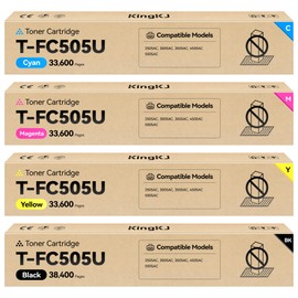 T-FC505U Toner Cartridge Set 4-Pack Replacement for T-FC505U-K T-FC505U-C T-FC505U-M T-FC505U-Y Compatible for Toshiba E-Studio 2505AC 3005AC 3505AC 4505AC 5005AC Printer Ink Black Cyan Magenta Yellow