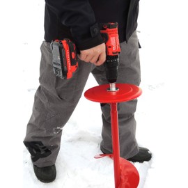 Ice Fishing Auger Stopper with Drill Bit Adapter (9" disc, fits up to 8" Auger Blades) for Cordless 20volt Lithium Battery Drills - Prevent Blade from Slipping Beneath The Ice.