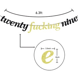 YotaWish Glitter Twenty Nine Banner - Happy 29th Birthday Decor - Hello 29, Cheers to 29 Years Party Decoration Supplies, Gold