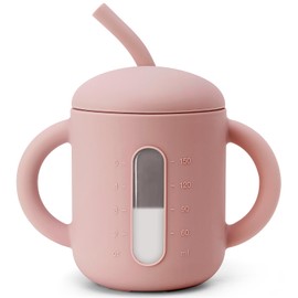 SAMiGO Silicone Sippy Cup, Baby Straw Cup for 6 12 18 Months, Sippy Cup with Straw for Toddlers 1-3 Years, Baby Water Cup for Drinking and Training, 6 oz