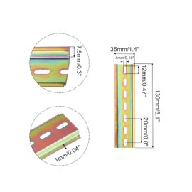 MECCANIXITY 5 Pcs DIN Rail Slotted Iron Mounting Guide 5"(130mm) Long 35mm Wide 7.5mm High Bronze Tone