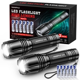 WdtPro LED Flashlight High Lumens SR2000 Pro - 2 Pack Brighter Tactical Flashlights with 5 Modes & Zoomable - Powerful Mini Flash Light for Emergency, Camping, Hiking