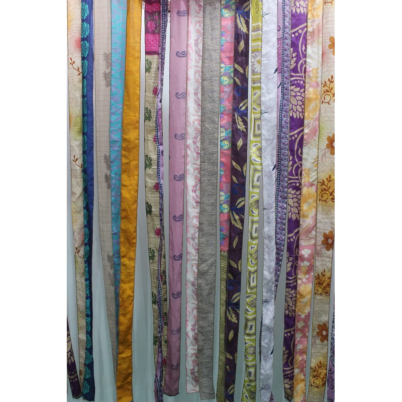 Mango Gifts Old Silk Sari Ribbon Doorway Curtain boho theme