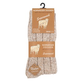 VCA 2 Paar Norweger Strick-Socken mit Antirutsch Sohle, Woll Socken