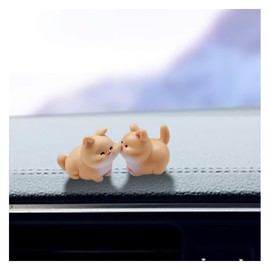 2 PCS Cute Mini Cat Car Rearview Mirror Ornaments, Kiss Face Animals Resin Dashboard Decorations, Funny Car Interior Accessories for Women Presents (Orange Cat)