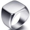 Size 5-15 Stainless Steel Signet Ring Black Silver Classical Simple