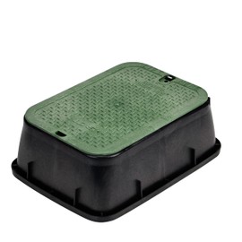 NDS 14 in. X 19 in. Rectangular Valve Box Extension and Cover, 6-3/4 in. Height, Irrigation Control Valve Lettering, Black Extension, Overlapping Green Cover, Black/Green