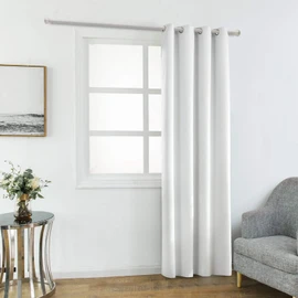 Laneetal Blackout Curtain with Eyelets, 1 Piece, Lightweight Thermal Curtain, Opaque Blackout Curtain in White, 135 x 245 cm, Thermal Curtain for Bedroom, Opaque