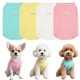 4Pcs Dog Shirt Dog Summer Clothes Sleeveless Doggy T-Shirt Colorful Puppy Tank Tops Breathable Vest Tshirts for Small Medium Dogs Cat Clothing (4pcs(Yellow+White+Green+Pink), XL(5.5-7.5kg))