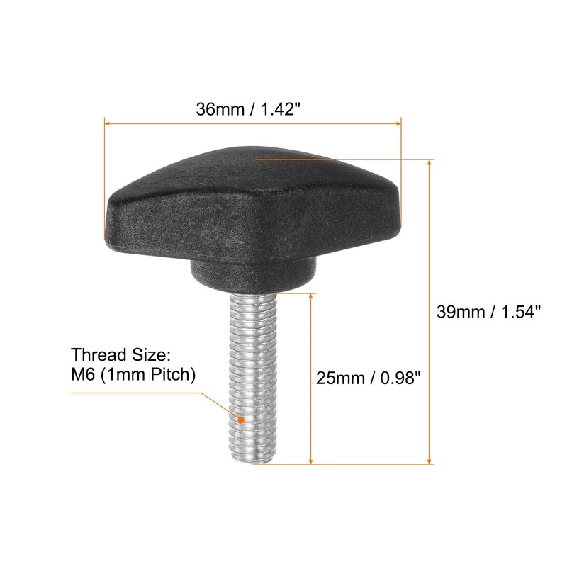 HARFINGTON 4pcs Tee Wing Knobs Thumb Screws M6 x 25mm