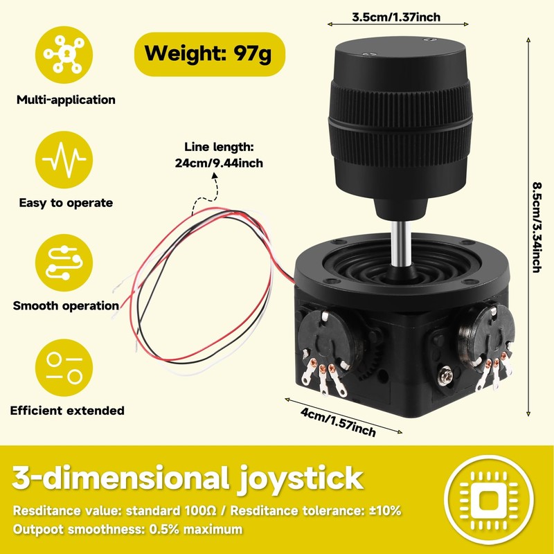 Bzocio -D300B-R4 3-3D Joystick Potentiometer, 10K Resistance