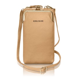 RIMA RUHE Women's Smartphone Pouch, Smartphone Shoulder Bag, Shoulder Strap x Adjustable Length x Chest Opening x Diagonal, Vertical Pouch! Can Store Cards, Bills, Coins, Smartphone!, beige (taupe)