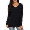QIXING Women's Casual V-Neck Long Sleeves Side Split Loose Fit