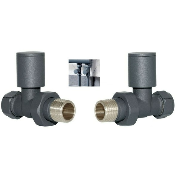Team Controls Anthracite Straight Valves for Heated Towel Rail or
