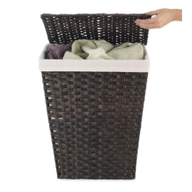 Whitmor Rattique Laundry Hamper with Lid and Removable Liner - Espresso